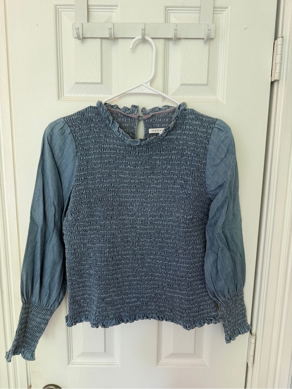 VERONICA BEARD Chambray Shirred Longsleeve